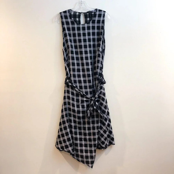 Rag & Bone Black White Plaid Tunic Sleeveless Mini Dress ALTERED - Picture 3 of 11